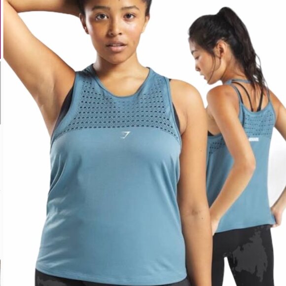 Gymshark Tops - Gymshark Energy+ Seamless Loose Vest - Blue Stone Size Large